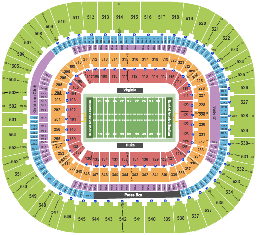 Bank Of America Stadium ACC Football Championship Seating Chart